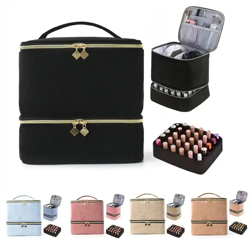 nouvelle trousse de rangement double couche pour vernis à ongles, 30 compartiments, sac portable pour huiles essentielles, grande capacité, trousse de maquillage, outil de soin des ongles