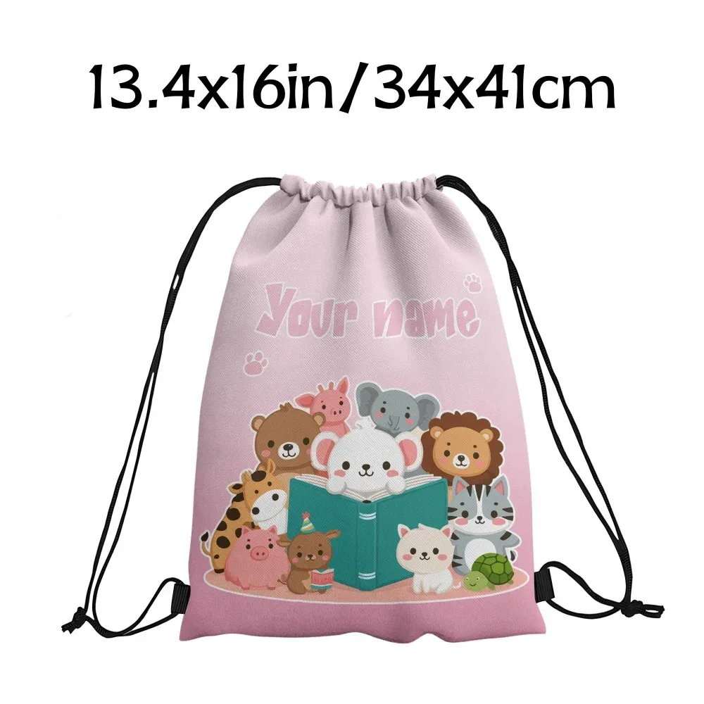 sac à dos à cordon personnalisé avec animaux mignons, sac à livres à cordon avec animaux de dessin animé, sac à cordon pour enfants, école, gymnase
