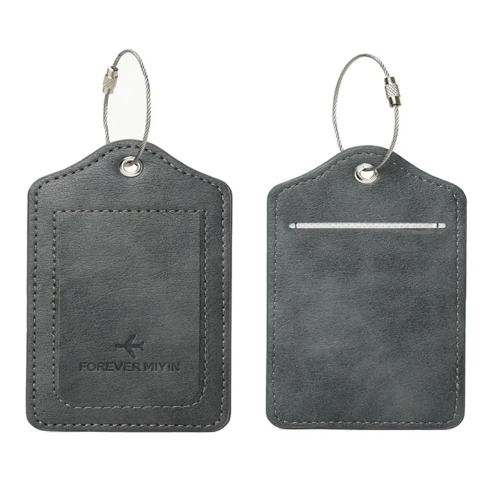 étiquettes de bagage en cuir avec boucle de câble métallique anti-perte, couverture de protection de la vie privée, étiquette de bagage polyvalente, passe d'embarquement étanche