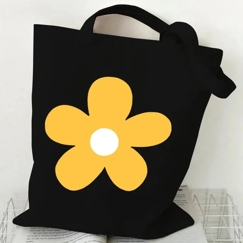 sac fourre-tout en toile à motif floral, sac de shopping réutilisable avec citation inspirante imprimée, sac à main écologique pour étudiantes, sac à bandoulière pour femmes