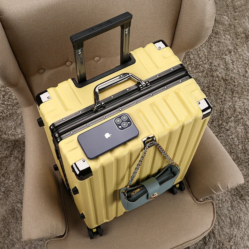 valise rigide à roulettes tendance, grande capacité, silencieuse, pour hommes et femmes, bagage de luxe à emporter à bord.