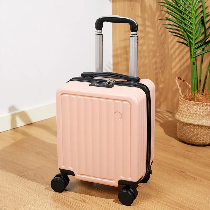petite valise de 14 pouces avec serrure à combinaison, valise de transport de roue universelle ton clair, boîtier de chariot de voyage