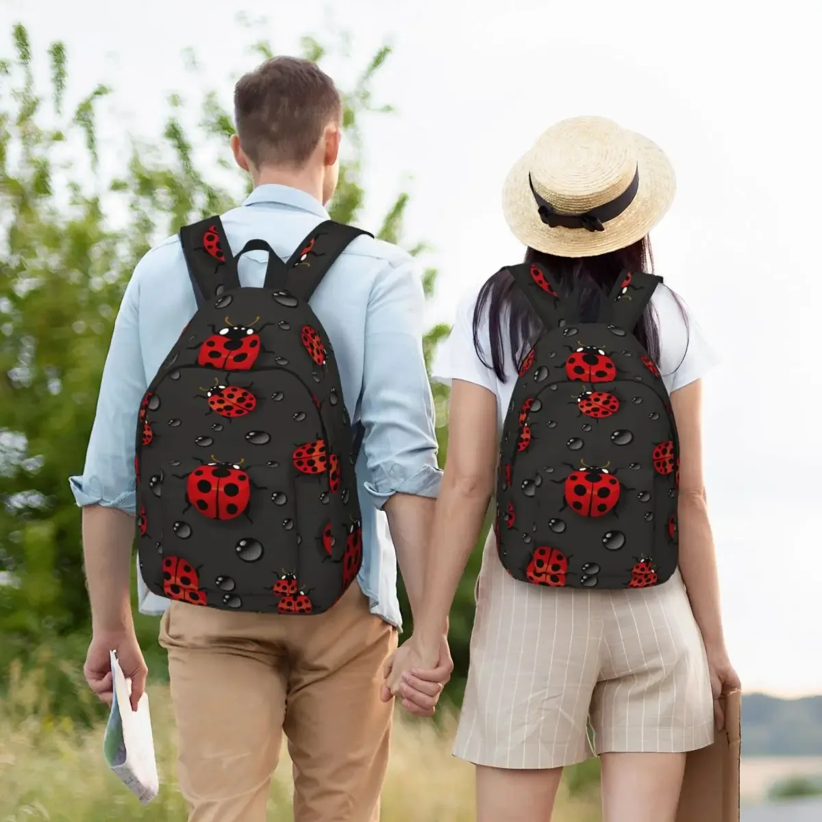 sac à dos côté cinelles rouges avec gouttes d'eau, cartable étudiant, sac à dos initié, sac pour ordinateur portable, école
