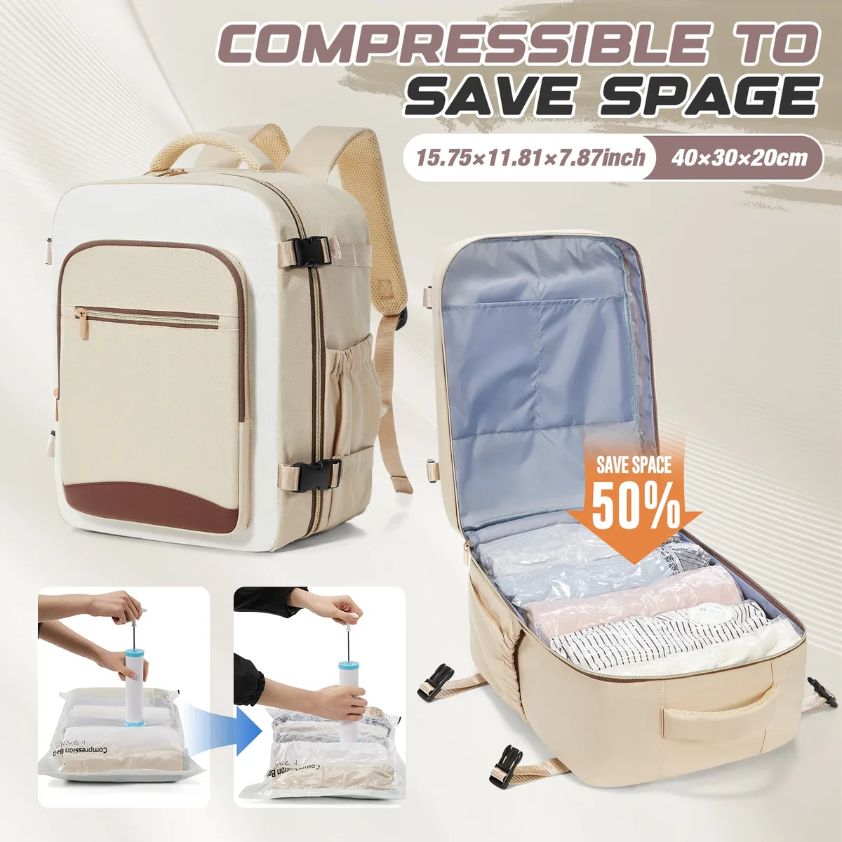 sac de rangement sous vide, sac à dos de voyage ryanair 40x30x20, sac à dos pour bagages à main, sac à dos pour hommes et femmes, sac à dos pour ordinateur portable, sac à dos d'école