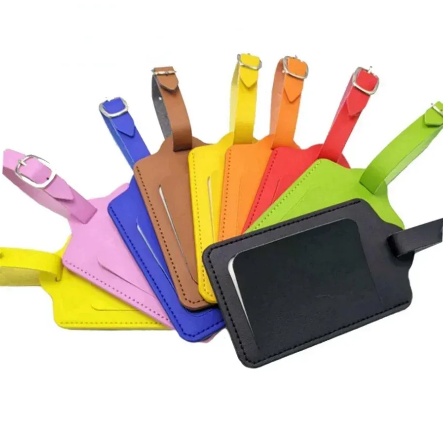 étiquettes de bagage en cuir pu pour femmes et hommes, accessoires de voyage, valise, identification, adresse, porte-nom, étiquettes d'embarquement, étiquette portable