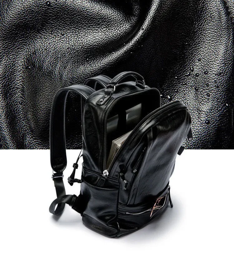 sac à dos en cuir souple pour hommes, grande capacité, pour ordinateur portable de 14 pouces, sac de jour d'extérieur, sac de voyage multifonction