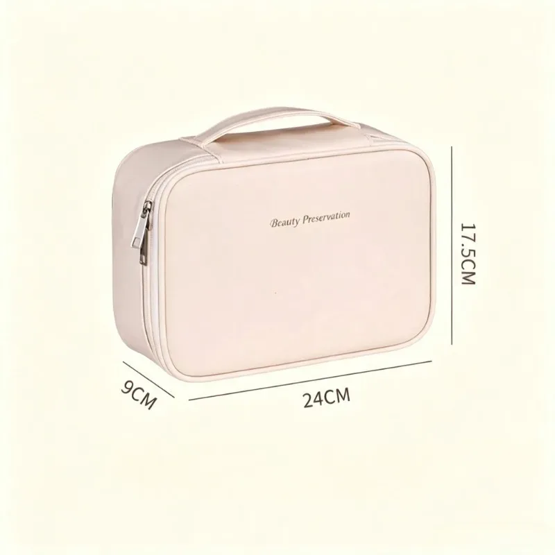 trousse cosmétique simili cuir beige rose marron noir pochette transparente compartiments fermeture éclair voyage maquillage toilette