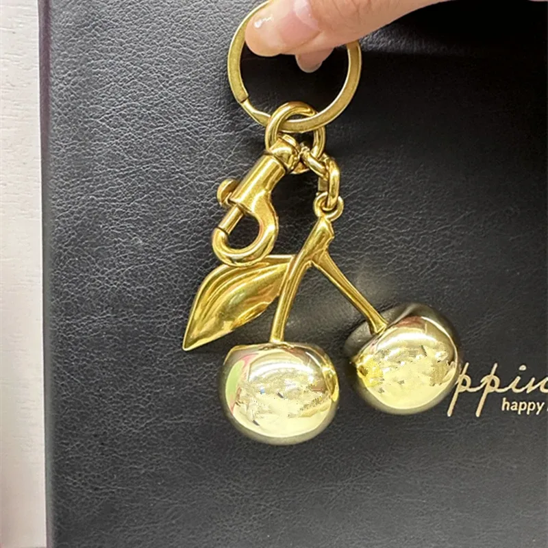 porte-clés cerise doré à paillettes, pendentif cerises pour sac à main d'entraîneur, sacs à bandoulière, breloque pour sac pour femmes, accessoires cadeau