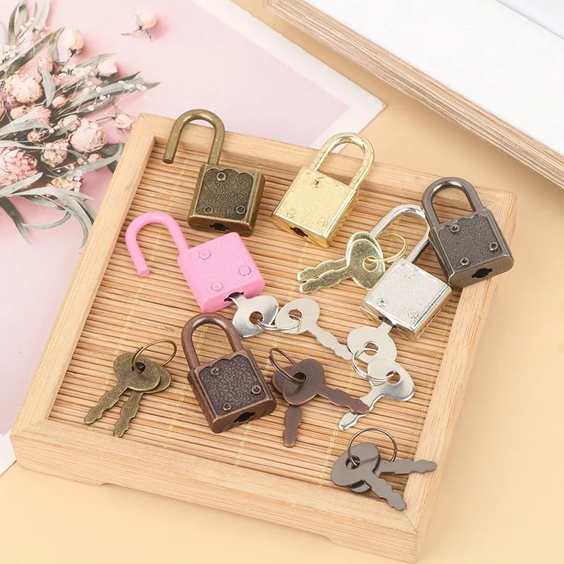 mini cadenas rectangulaires avec serrure à clé pour voyage, boîte à bijoux de mariage, journal intime, livre, valise, 1 ensemble