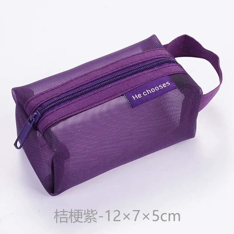 mini sacs à cosmétiques en maille de nylon transparent avec fermeture éclair, petits sacs de maquillage pour rouge à lèvres, pochette pour ligne de données, étui organisateur pour clé d'écouteurs