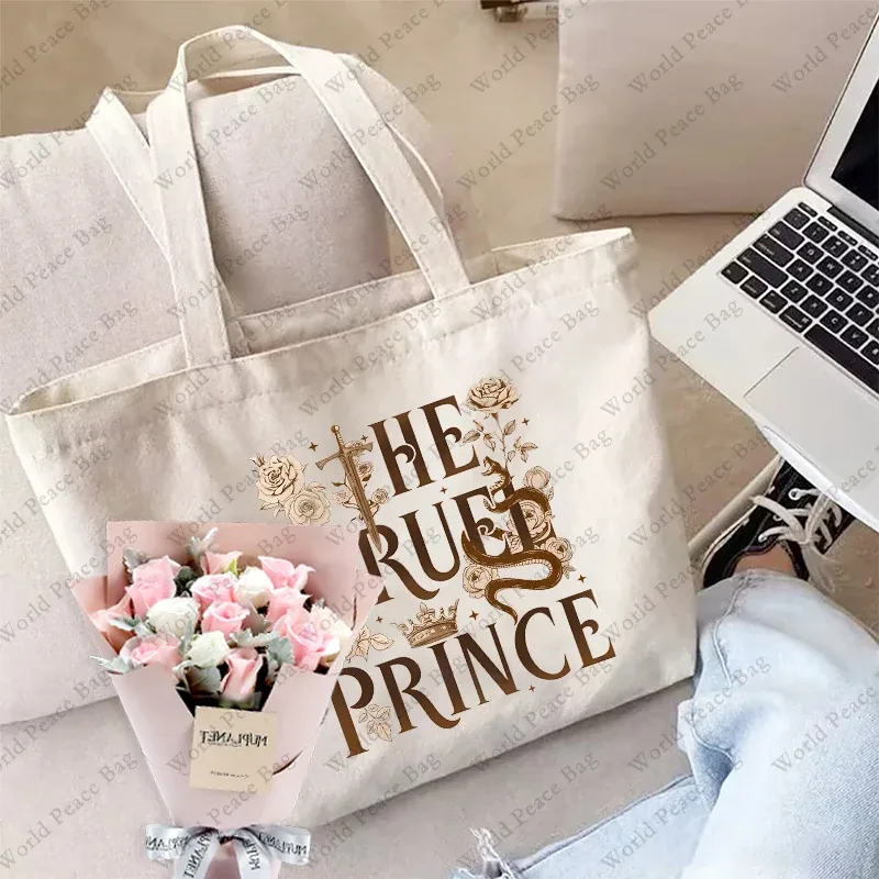 sac fourre-tout en toile à motif the cruel prince, 1 pièce, sac à bandoulière pour voyage, trajet quotidien, sac de courses réutilisable pour femmes, meilleur cadeau
