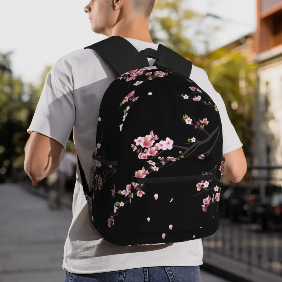 japonais sakura fleurs de cerisier étudiant sac à dos sac d'école randonnée voyage sac à dos pour hommes femmes bookbag sacs à bandoulière