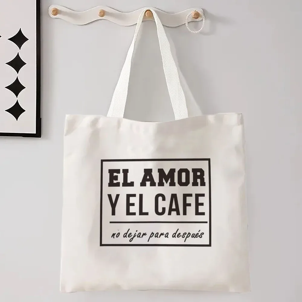 femmes espagnoles sac à bandoulière graphique harajuku shopper sacs grande capacité toile fourre-tout sac à main sans fermeture éclair eco décontracté fille sacs à main