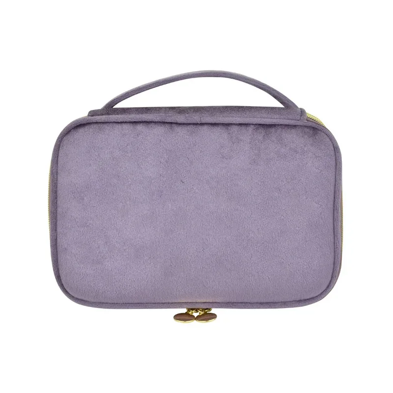 nouvelle trousse de maquillage en velours grande capacité, sac de rangement multifonctionnel portable pour voyage et toilette, pochette cosmétique en velours à main