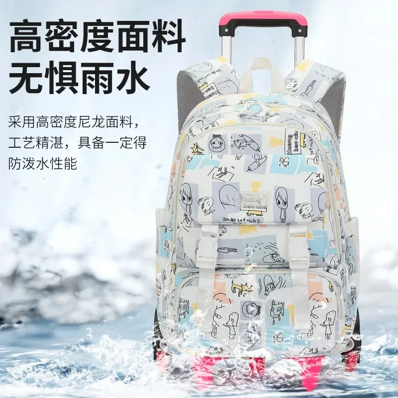 sacs d'école roulants pour filles sac à dos enfants sacs à dos d'école imperméables avec roues collège chariot bagages sac à dos