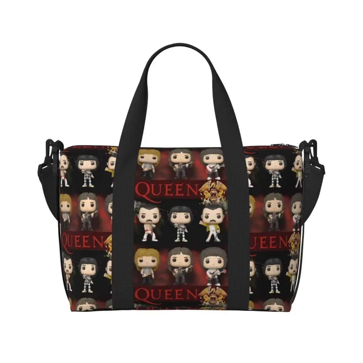 sac fourre-tout personnalisé freddie mercury queen band pour femmes, sac de voyage à bandoulière de plage de grande capacité