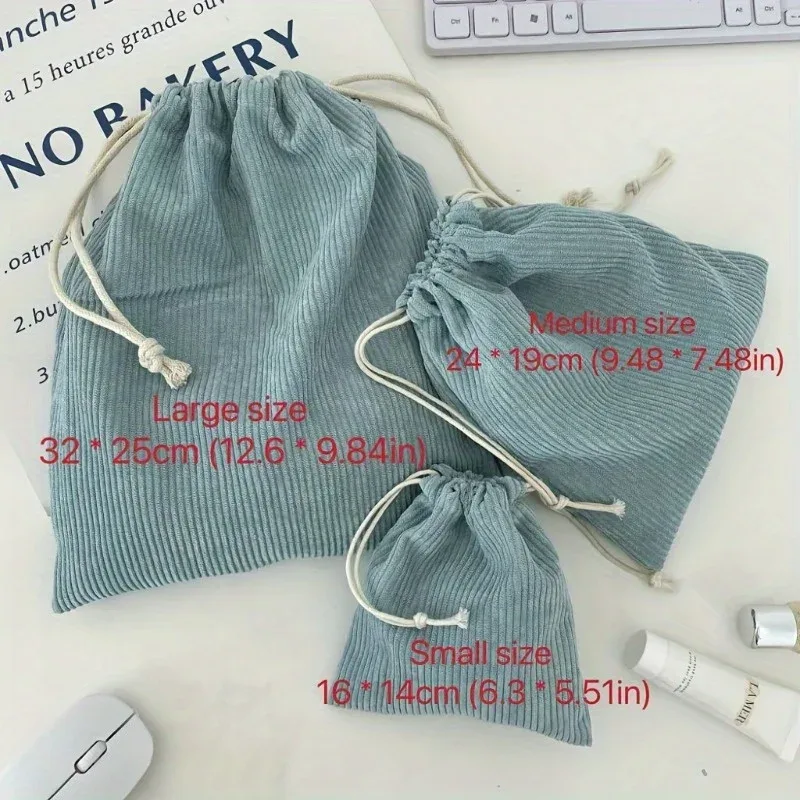 trousse toilette polyester rayures verticales couleur unie serrage corde voyage maquillage cosmétiques portable légère sac rectangulaire
