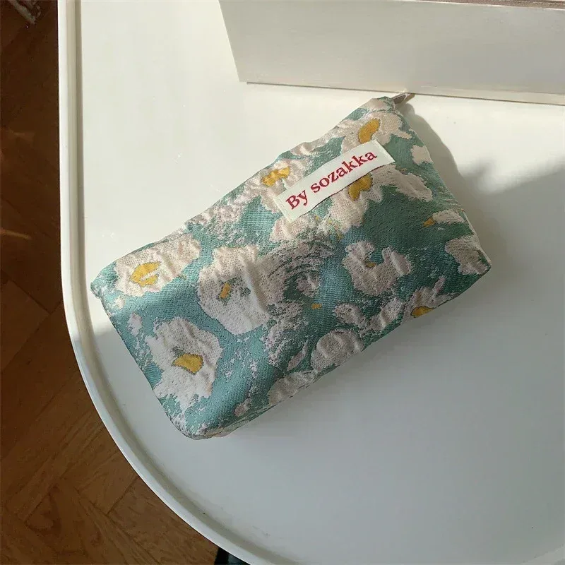 sac à cosmétiques floral, petit organisateur de maquillage, pochette de voyage pour articles de toilette, rangement de rouge à lèvres, trousse à crayons