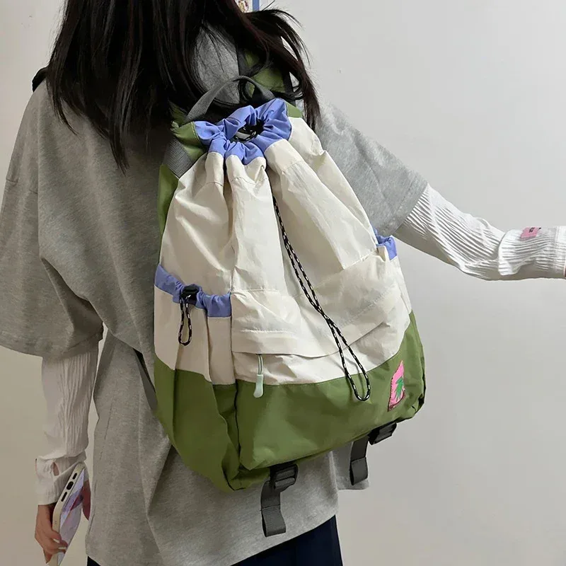 printemps été léger voyage op street sle double sac à bandoulière fourre-tout couleur ket cordon sac à dos avec cordon de serrage
