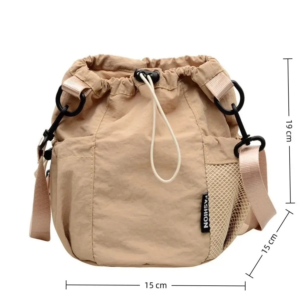 sac à bandoulière simple portable en nylon, petit sac léger de couleur unie pour l'extérieur