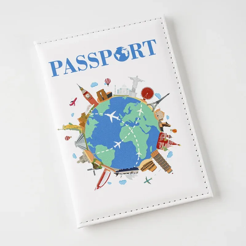 couvertures de passeport pour femmes et hommes, porte-passeport imprimé de dessin animé, clips pour billets de vol, porte-carte de crédit bancaire, organisateur de voyage pour passeport
