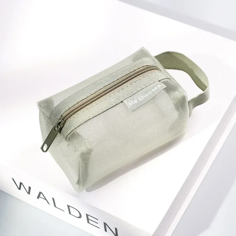 mini sacs à cosmétiques en maille de nylon transparent avec fermeture éclair, petits sacs de maquillage pour rouge à lèvres, pochette pour ligne de données, étui organisateur pour clé d'écouteurs