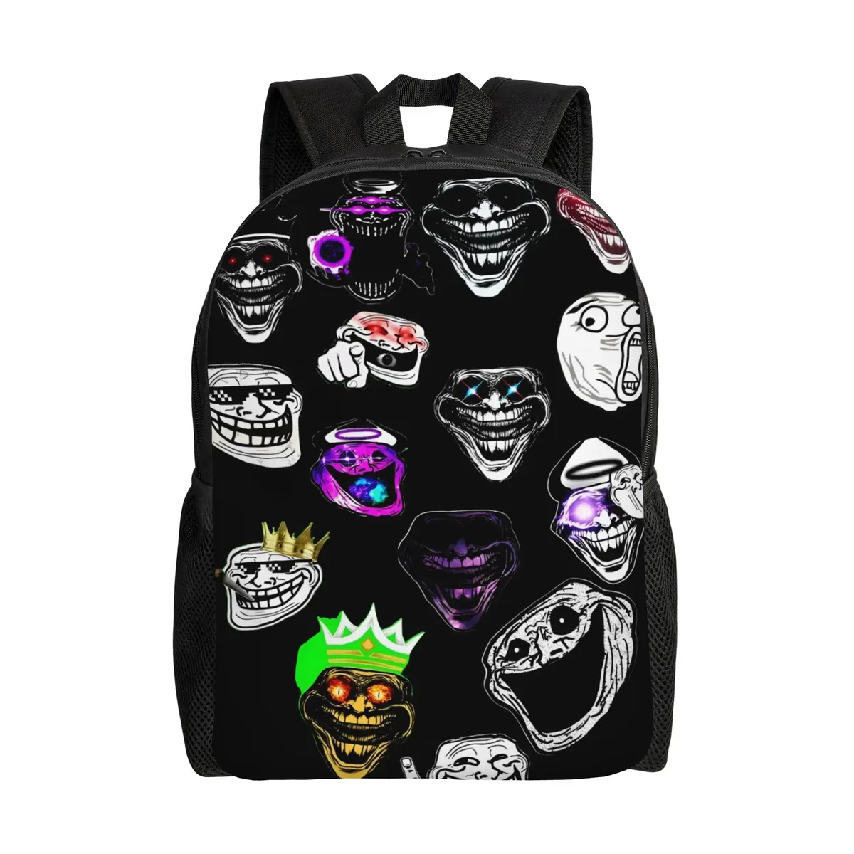 sac à dos personnalisé trollface amusant pour ordinateur portable, sac à dos basique pour femmes et hommes, sac à dos pour l'école, le collège, l'université, sac de dessin animé