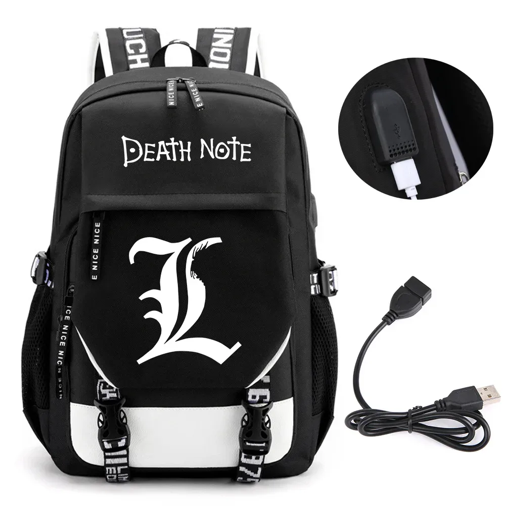 anime death note sac à dos école livre sacs mochila voyage usb port sac ordinateur portable garçon filles cadeau