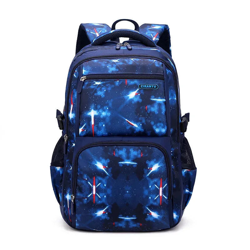 sac à dos grande capacité style ciel étoilé poisson naturel, sac à dos double épaule pour garçons du collège et du primaire, grande capacité