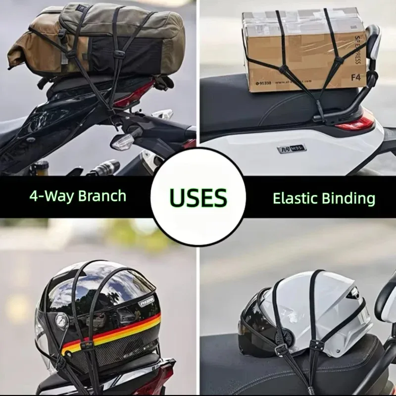 sangle de bagages universelle pour moto de 60 cm, corde élastique à boucle pour casque et équipement, filet de protection rétractable haute résistance