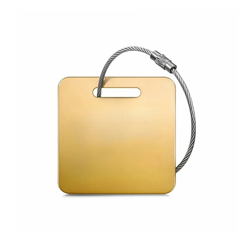 étiquette bagage métal carrée anse métal personnalisable voyage identité sécurité antiperte multicouleur travels accessoire