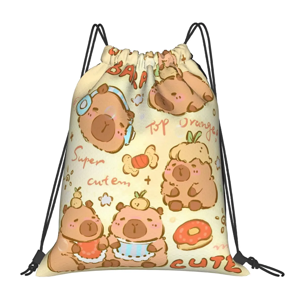 sac à dos à cordon de serrage capybara mignon, sac de sport résistant à l'eau, sac à cordon pour le yoga, 36 cm (largeur) x 43 cm (hauteur)