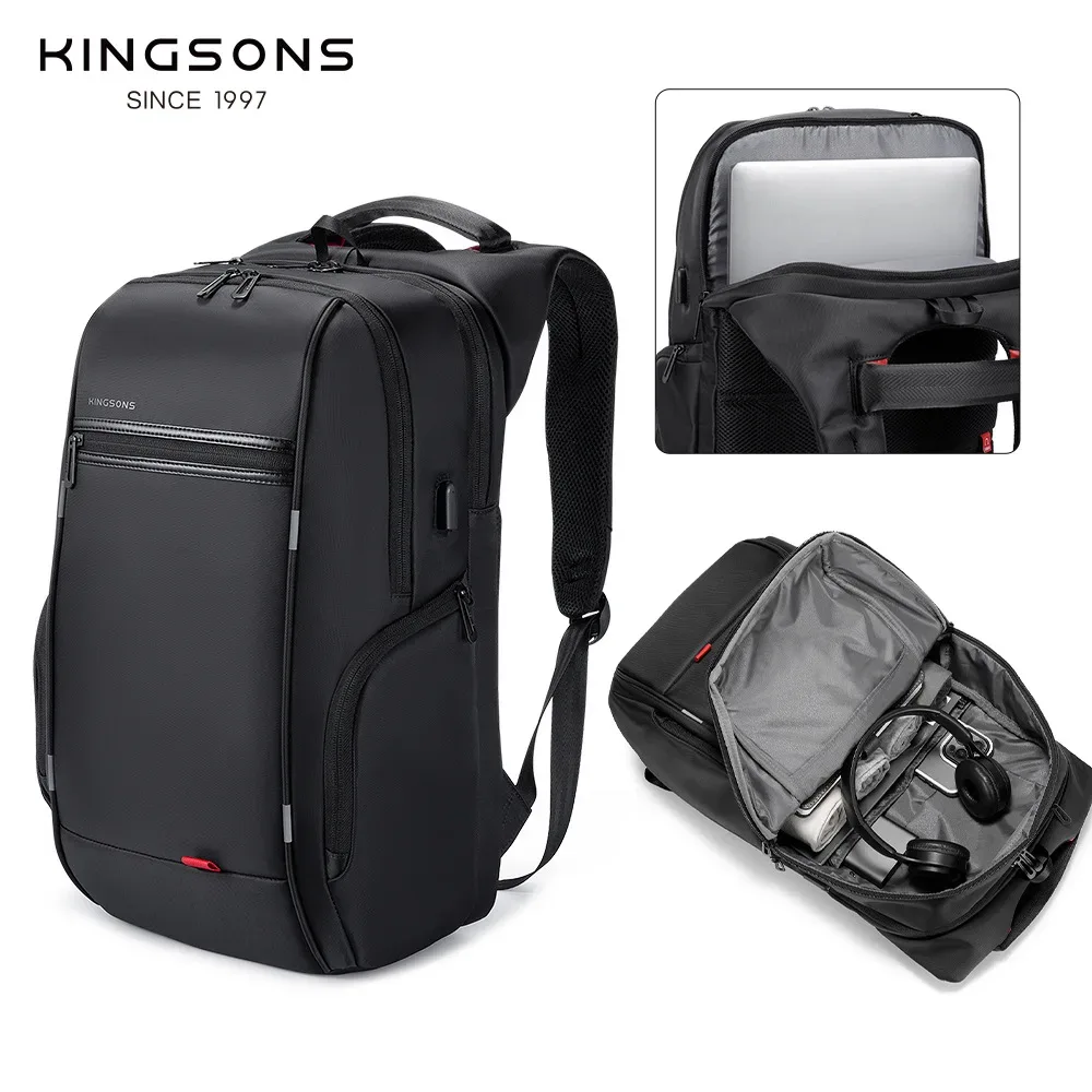 Kingsons hommes sacs à dos 15 ''17'' sac à dos pour ordinateur portable USB chargeur sac antivol sac à dos pour adolescent mode homme voyage