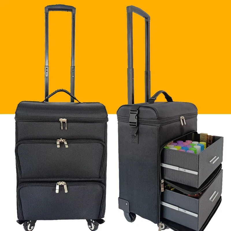 nouvelle valise à roulettes multifonctionnelle pour cosmétiques, sac de voyage sur roulettes, trousse à outils pour maquillage et ongles pour femmes, valise pour salons de beauté et de tatouage