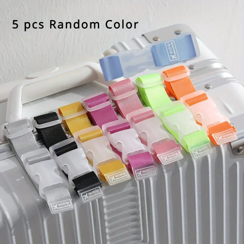 sangle de bagage multifonctionnelle de couleurs aléatoires, 5 pièces, avec système anti-chute pour bagages de voyage en plein air et corde d'attache étendue