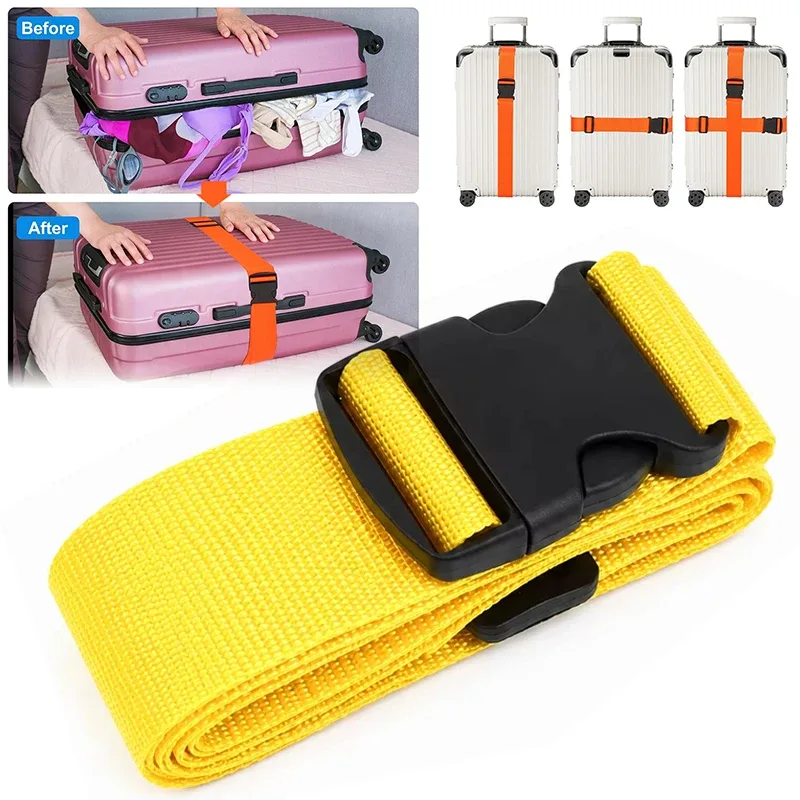 sangle de bagage réglable de 2 m, ceinture croisée pour voyage, sangle de valise en nylon avec boucle de verrouillage, accessoires pour sacs de camping.