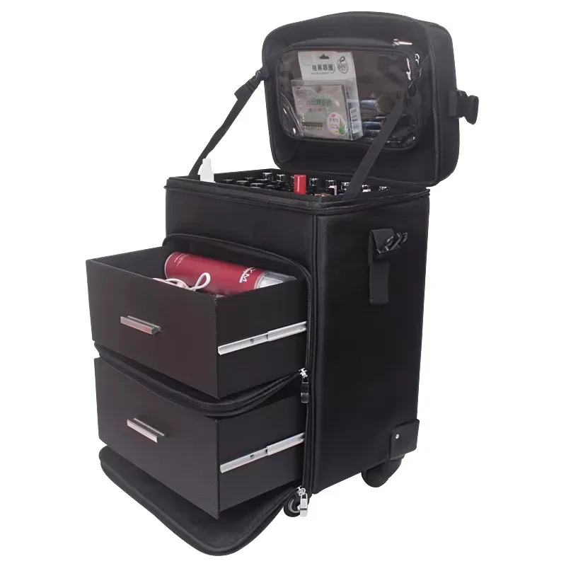 valise à roulettes de grande capacité pour femmes, trousse de maquillage et de manucure, boîte à outils multifonction pour la beauté et le tatouage, valise trolley