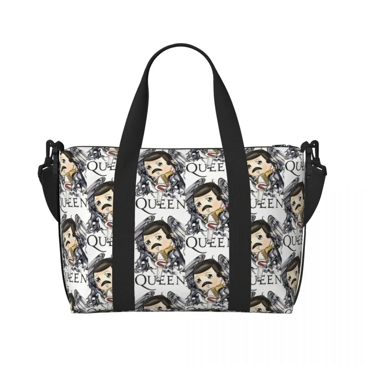 sac fourre-tout personnalisé freddie mercury queen band pour femmes, sac de voyage à bandoulière de plage de grande capacité