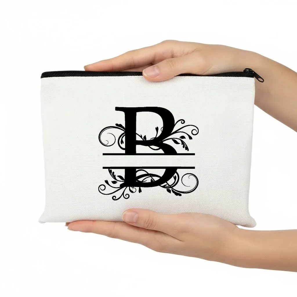 1pc trousse de maquillage personnalisable avec monogramme - pochette de voyage légère, pliable et durable avec fermeture éclair et impression de lettres personnalisées