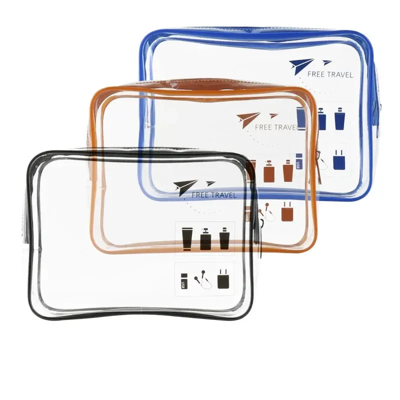 trousse de maquillage en pvc transparent imperméable pour femme, trousse de maquillage de bain, trousse de rangement de toilette, trousse de maquillage de voyage avec fermeture éclair, trousse de beauté