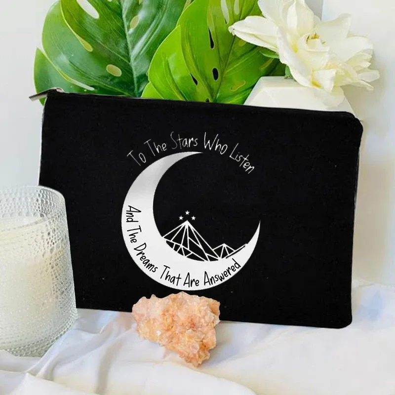sac à cosmétiques à motif city of starlight, trousse de maquillage acotar velaris, organisateur de produits de toilette de voyage, pochette de rangement pour maquillage, sac à crayons