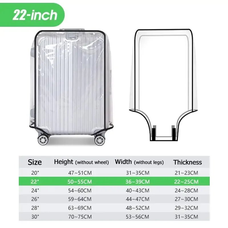 housse de bagage transparente de voyage, imperméable et anti-poussière, en pvc, résistante à l'usure, convient aux valises de 20 à 30 pouces