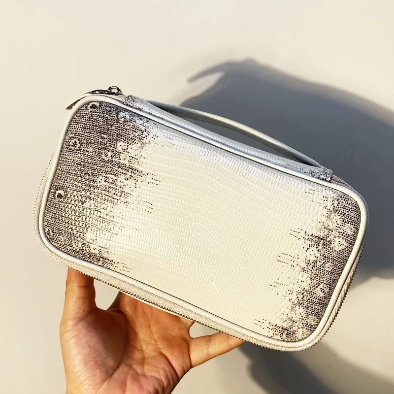 personnaliser les initiales en cuir véritable boîte d'affaires de voyage sacs de maquillage pour les femmes sacs à main et sacs à main de luxe 2026 nouveau dans le sac organisateur de motif de crocodile en peau de vach