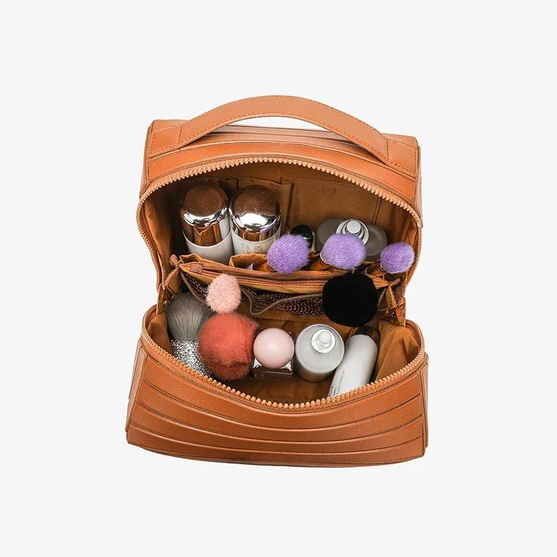 namchebarwa – sac de rangement en pvc rayé pour femmes, pochette de rangement pour articles de toilette de voyage en plein air, grande capacité, sac à cosmétiques de voyage portable