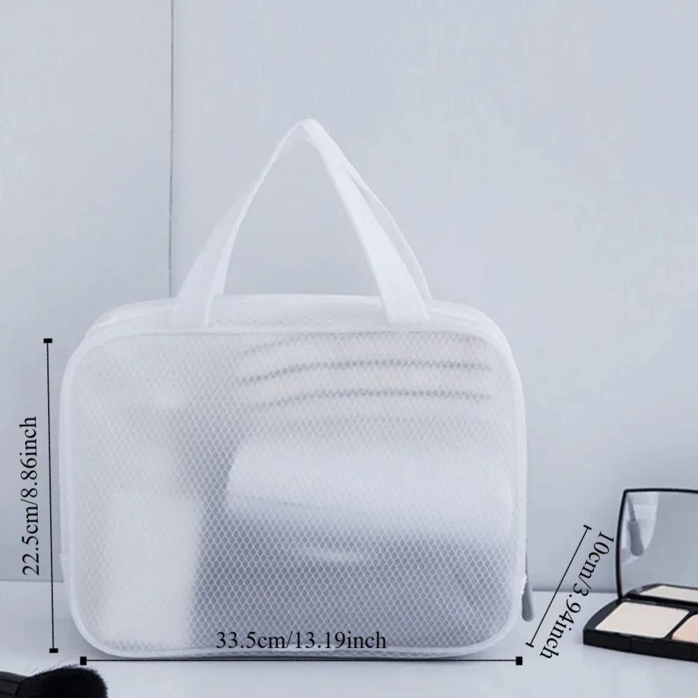 pochette de lavage en tissu maillé eva blanche, organiseur de voyage, trousses de maquillage, sacs cosmétiques en maille, sac de rangement combiné pour articles de toilette