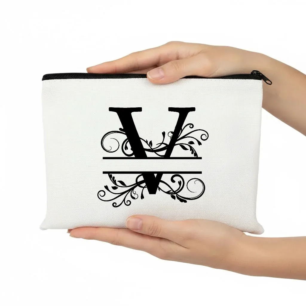 1pc trousse de maquillage personnalisable avec monogramme - pochette de voyage légère, pliable et durable avec fermeture éclair et impression de lettres personnalisées