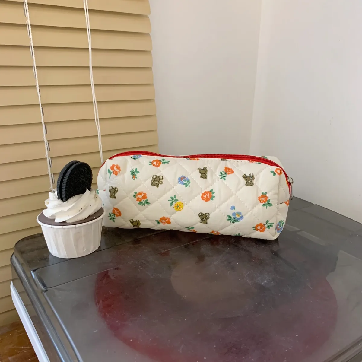 liberty petit sac de maquillage couette coton toile femmes fermeture éclair organisateur cosmétique mignon pochette de maquillage portable trousse de toilette