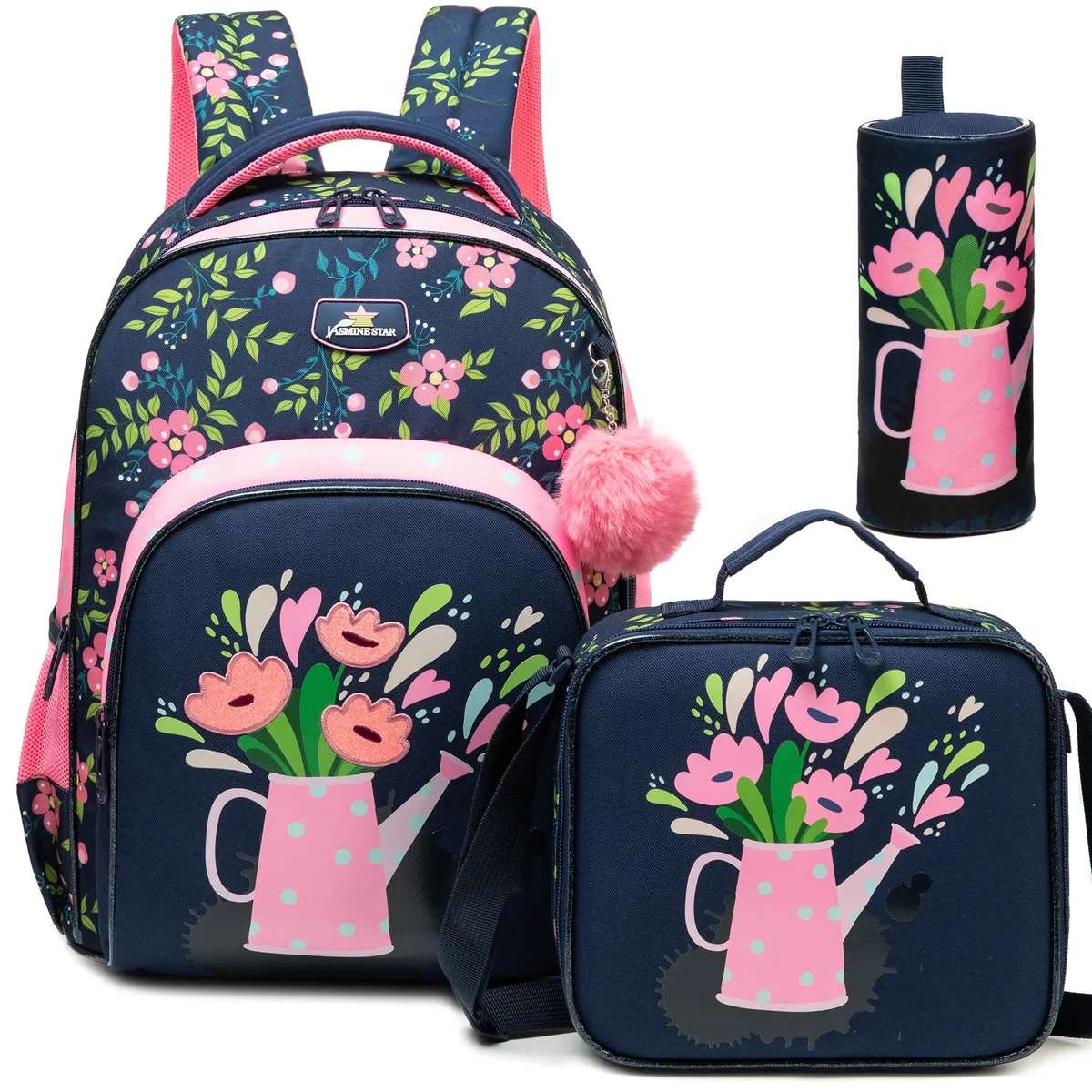 3 pièces sac à dos pour enfants fleur filles bookbag ensemble avec boîte à déjeuner primaire collège sac à dos pour voyage retour à l'école approvisionnement