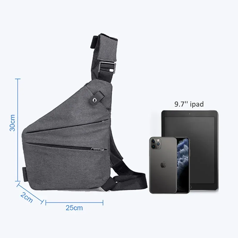 dienqi anti-vol hommes sac de poitrine étanche poitrine pack voyage poche personnelle tactique mâle sac à bandoulière poitrine sac à bandoulière pauch