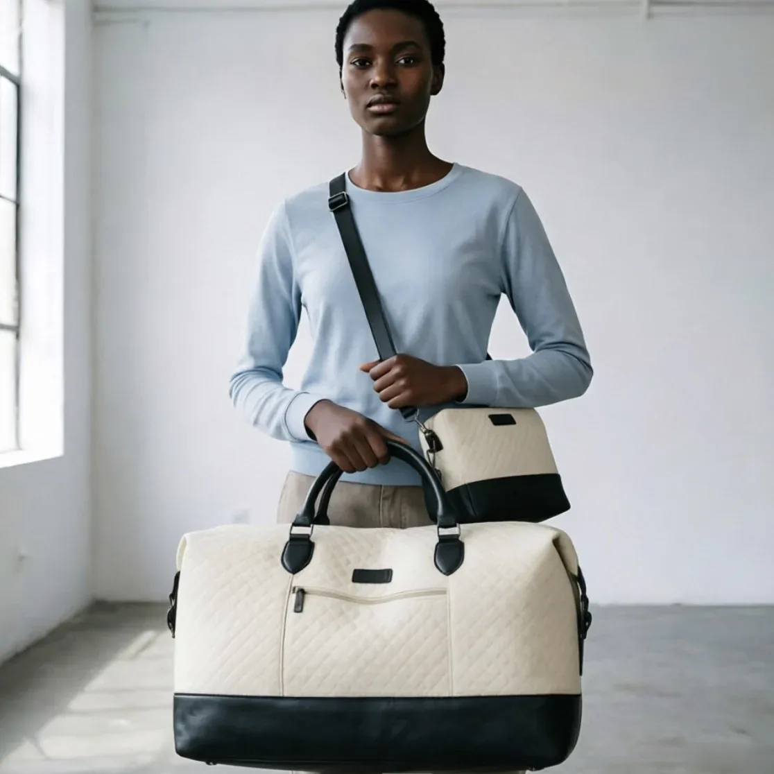 lot de 3 sacs de voyage grande capacité, sac à main tendance, sac à bandoulière avec sac à bandoulière croisé et trousse de toilette avec compartiment à chaussures, sac de voyage pour le week-end et les voyages d'affaires
